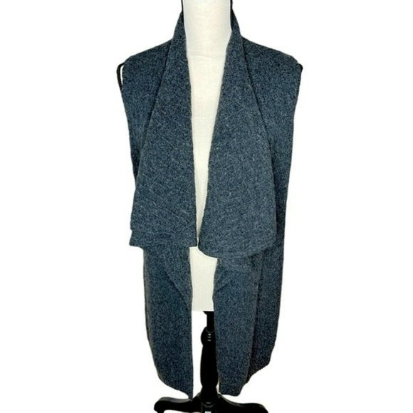 Ralph Lauren Black Label Charcoal Gray Cashmere Drape Open Sweater Vest Size M - Picture 2 of 15